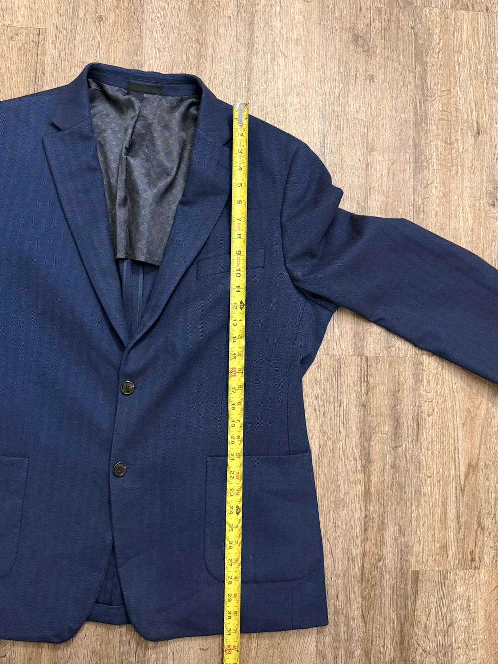 Lauren Ralph Lauren Men’s 46L Navy Herringbone Stretch Sport Coat Blazer - Picture 9 of 13
